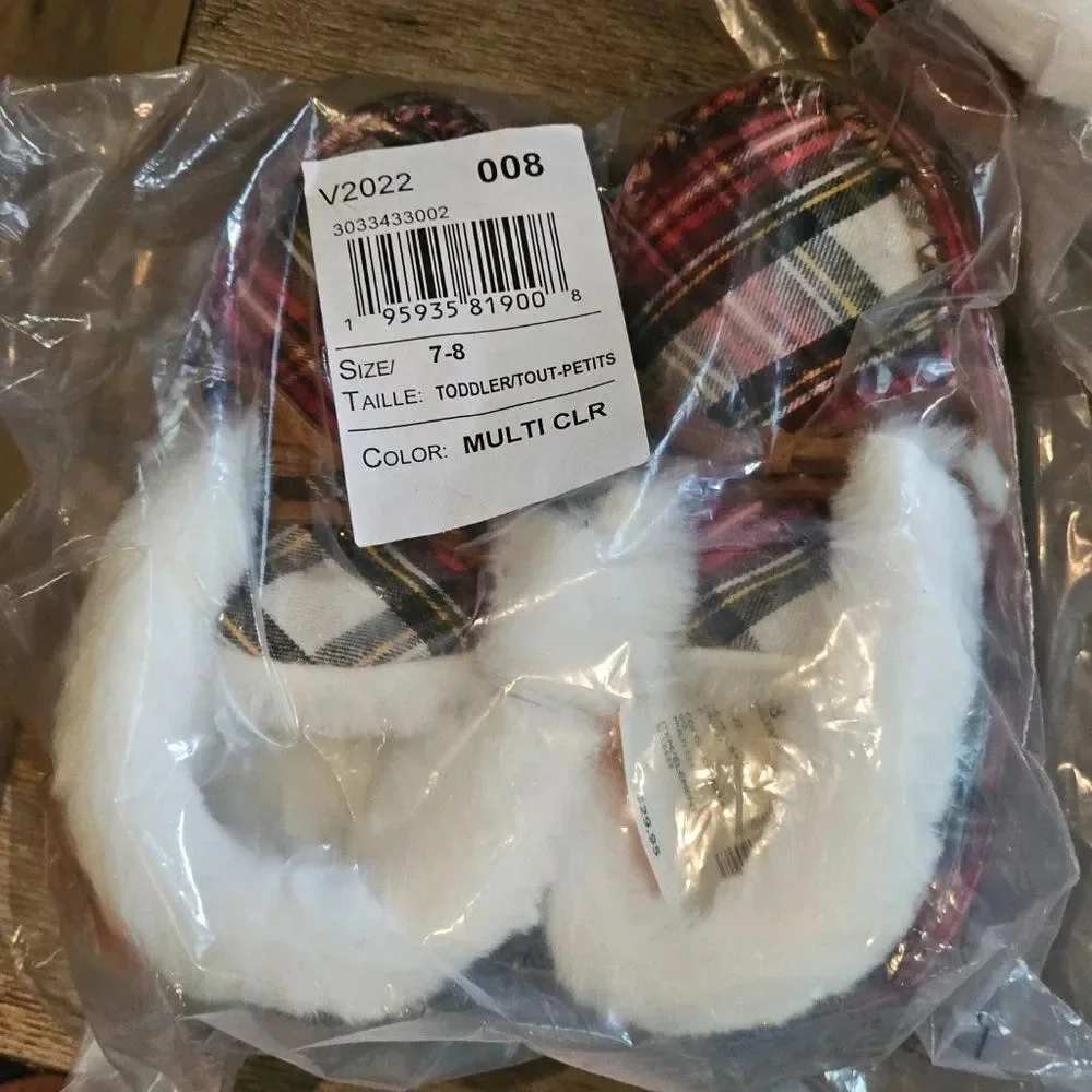 NWT Gymboree Unisex Toddlers Gymmies Multicolor Plaid Relaxing Slippers Size 7-8